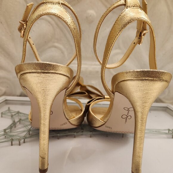 Jessica Simpson Gold "Olivine" Bow Heeled sandals. Customer return. NIB. 8.5 - Picture 9 of 12